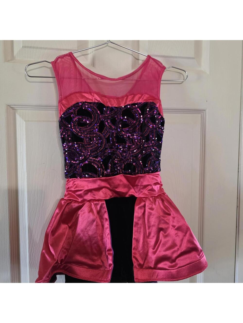 Weissman Hot Pink and Black Sequin Dance Costume